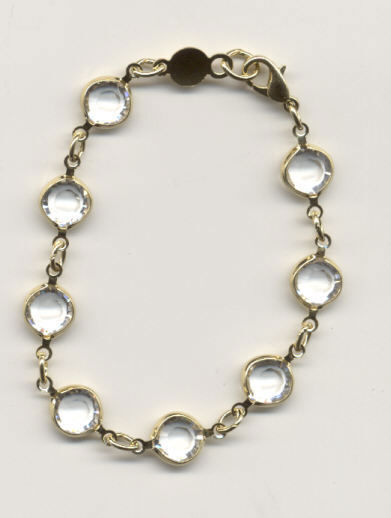 14KT GOLD EP CLEAR GENUINE AUSTRIAN CRYSTAL 7 INCH BRACELET WAS $8.95