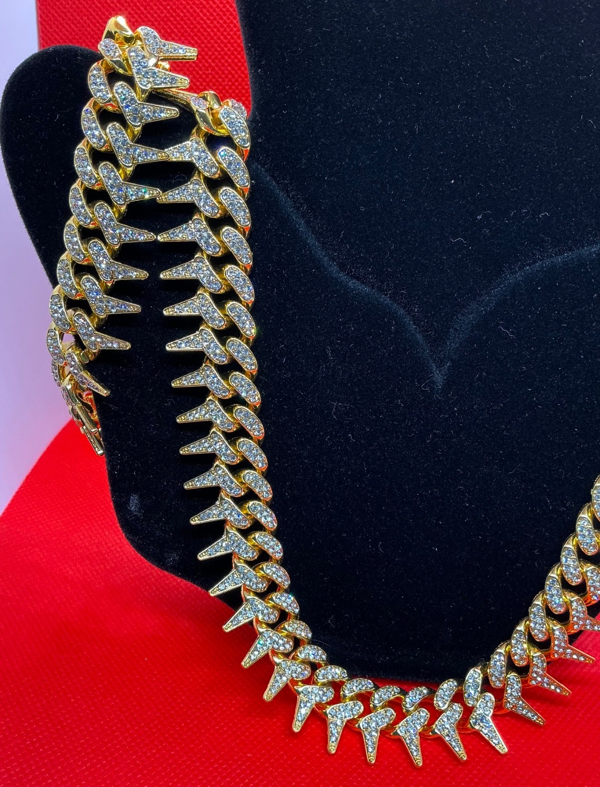 New Spike Chain Necklace 20 inches & Bracelet 8 Lot Men Women Teen Hip Hop Punk