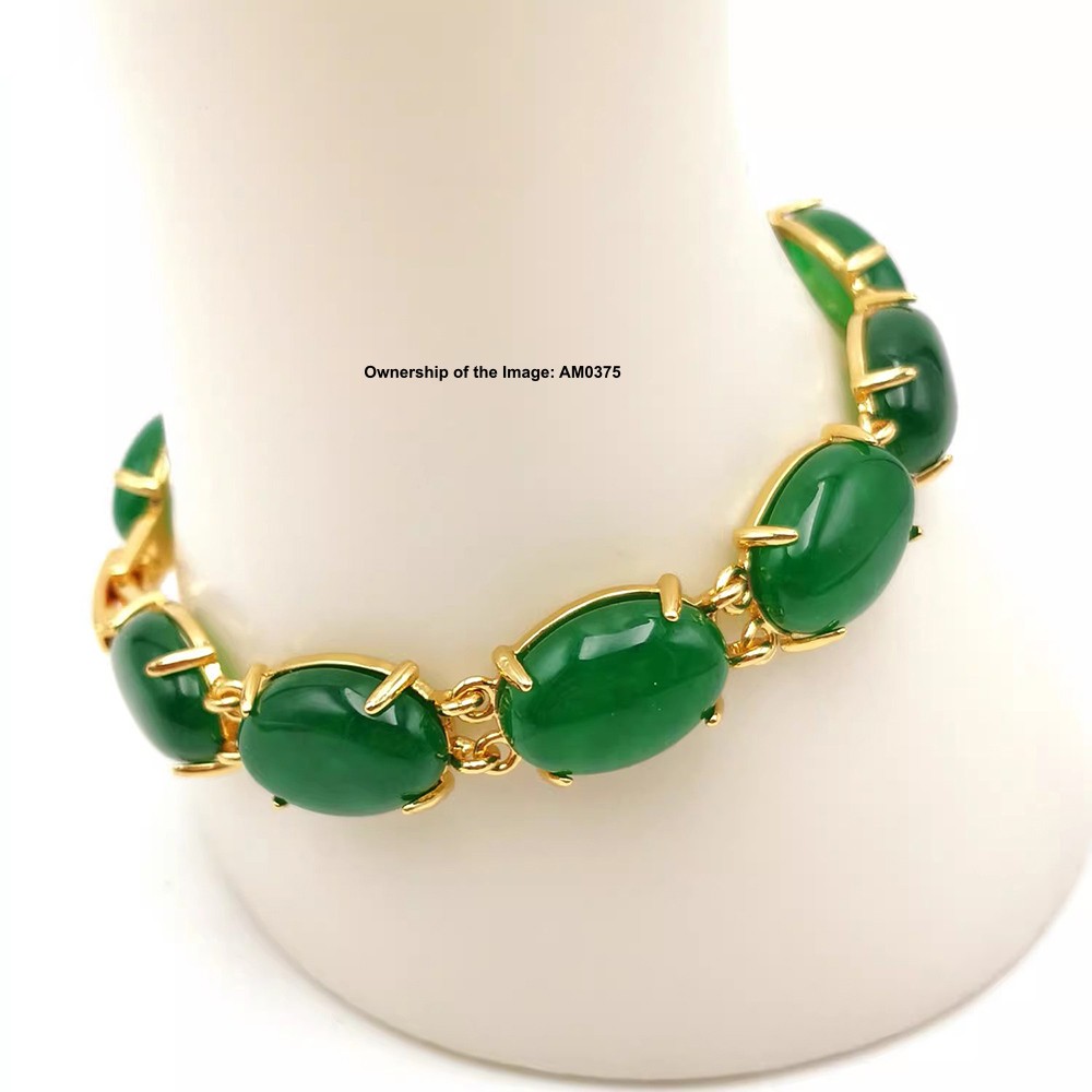 NEW Bracelet Heating Jade Yellow Plated Green Jade Bracelet For Women 7.1INCH
