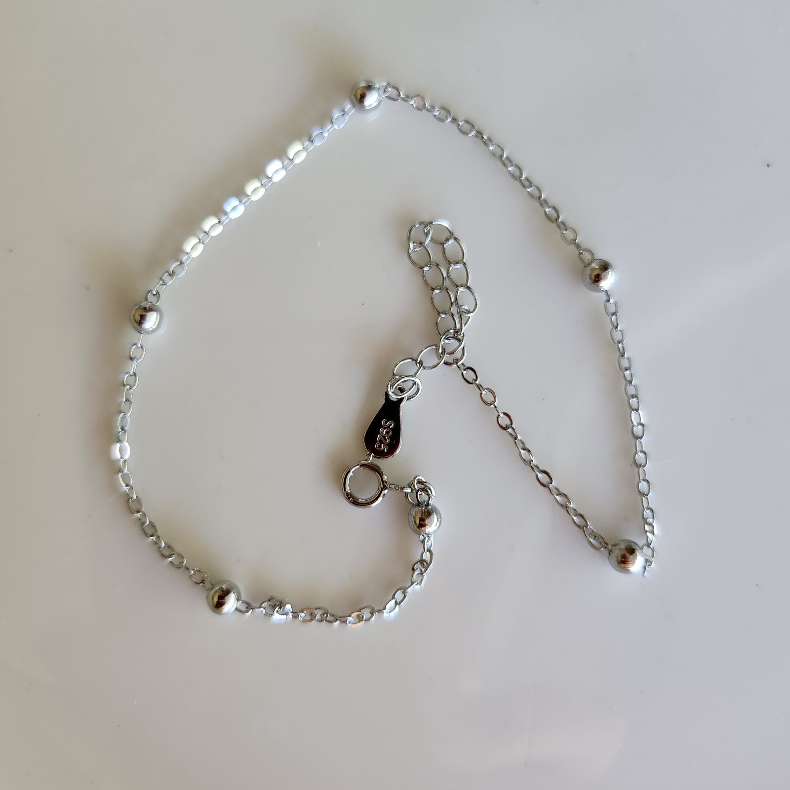 1.6MM Solid 925 Sterling Silver Diamond Cut Singapore Anklet 9.5” Stamp 925