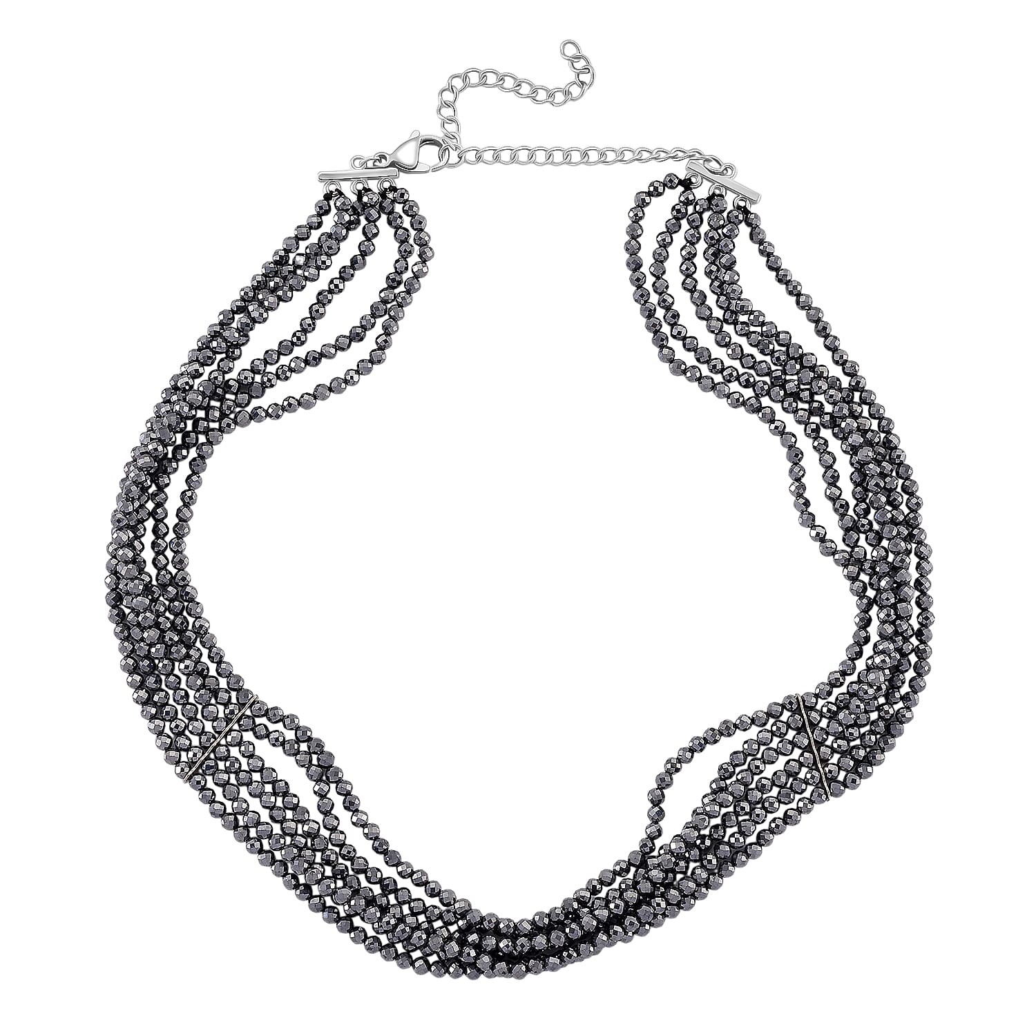 Terahertz 150.00 ctw Multi Row Necklace in Silvertone Stainless Steel 16-20 In