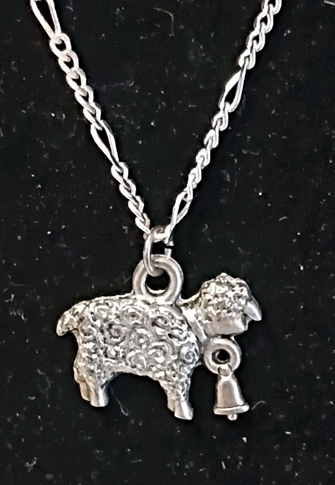 Silver Colored Sheep Pendant And Earring Set 0284 D7