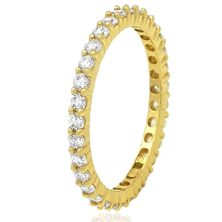 1.20CTW CZ 14K Yellow Gold Round-Cut Eternity Ring