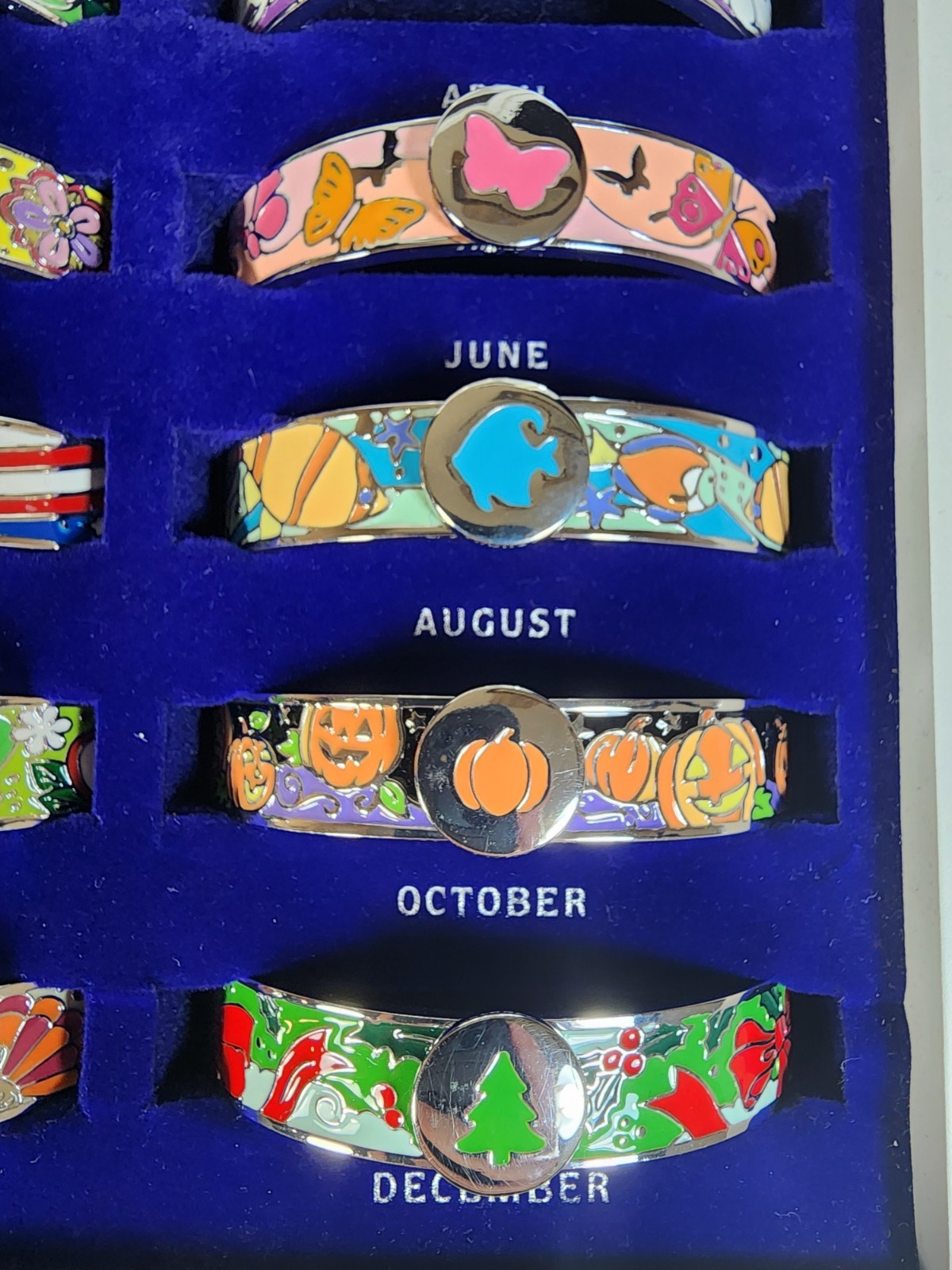 Willabee and Ward Danbury Mint Full Set 12 Month Hinged Bangle Bracelets HTF