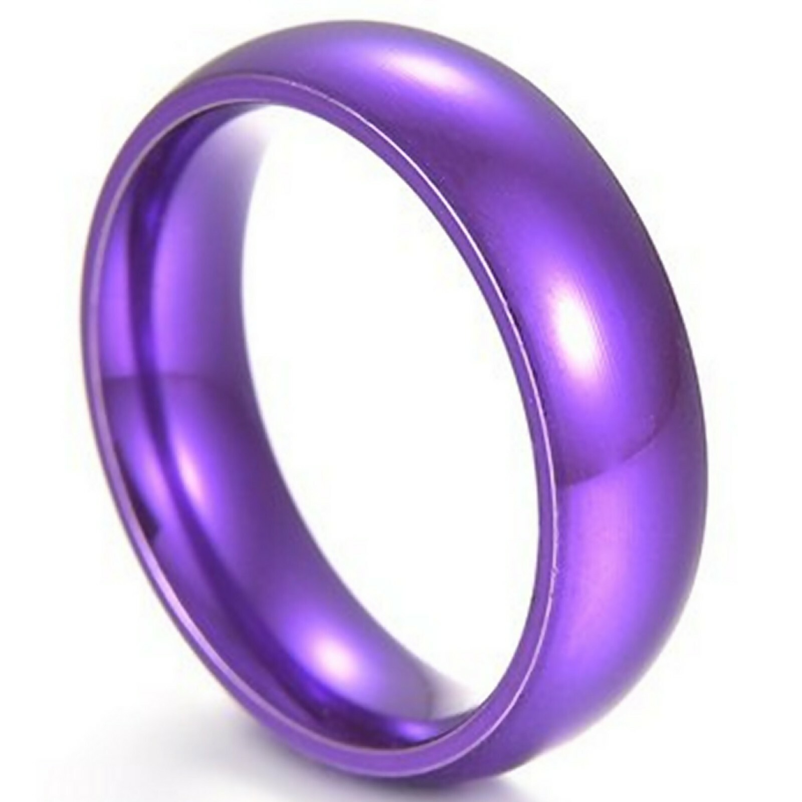 Perfectly Purple Ring Mens Womens Stainless Steel Majestic Wedding Band 6mm