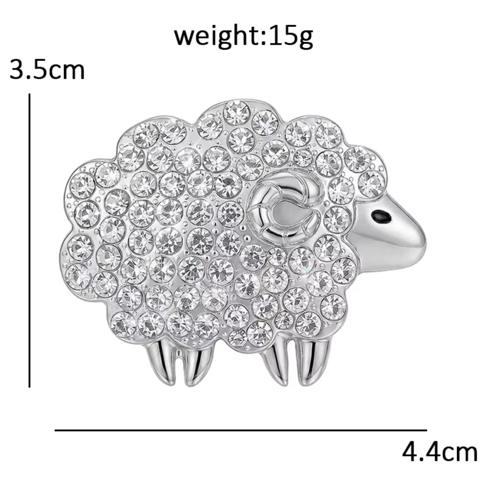 Vintage Crystal Sheep Brooch Pin Gold Tone Rhinestone Goat Animal Jewelry Gift