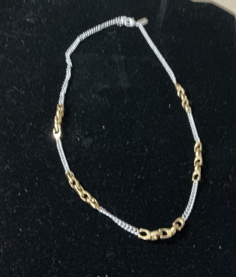 Coach Two Tone Signature C Mixed Chain Necklace – 16” – 18” Silver & Gold Tones