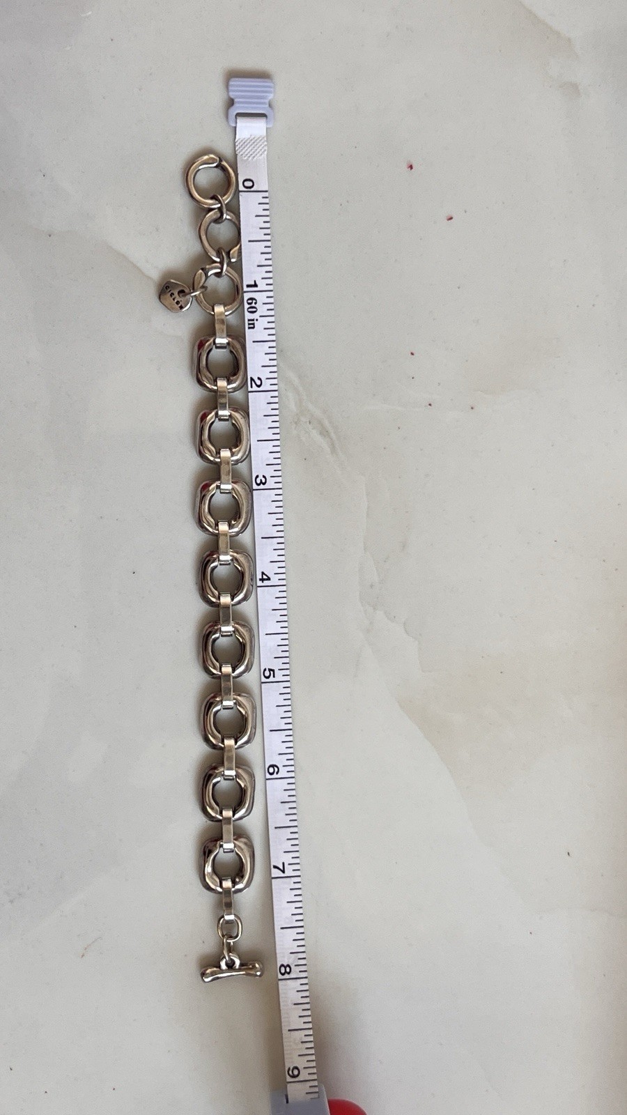 Ciclon , spanish brand silver plated link bracelet adjustable toggle clasp, used