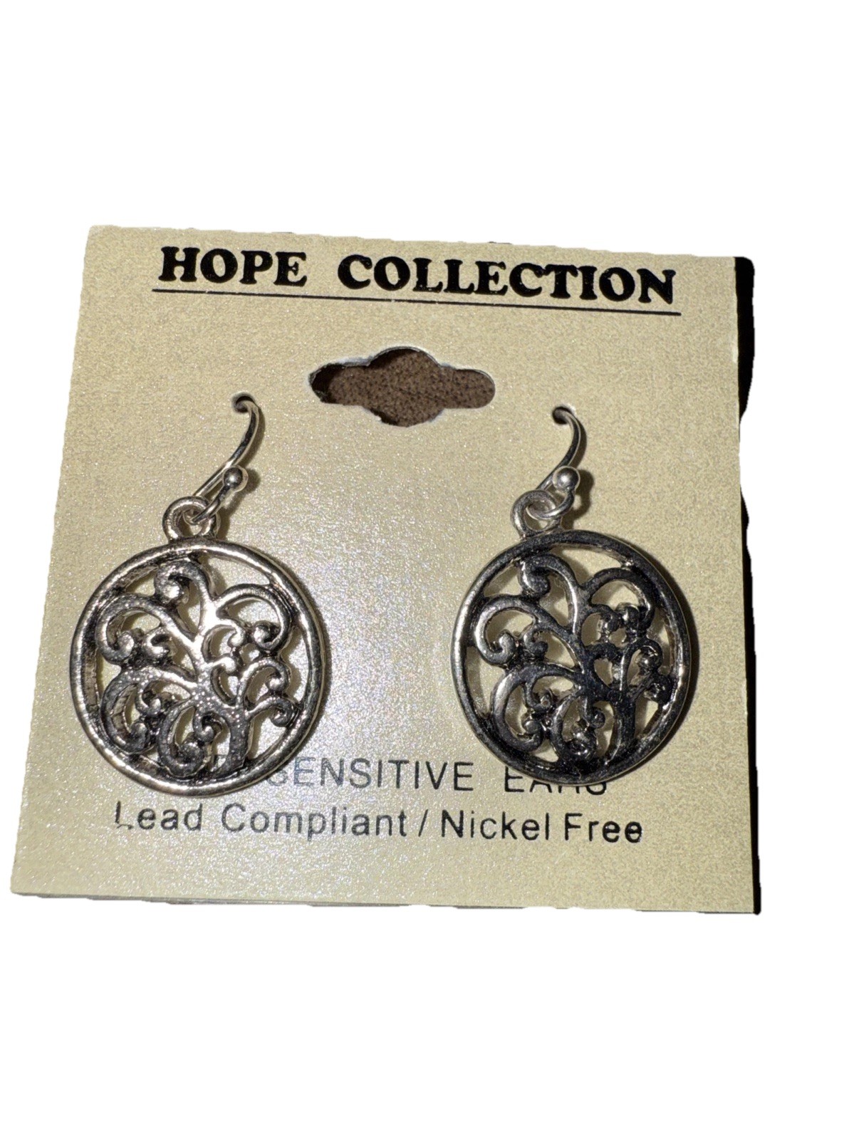 New Hope Collection Filigree Drop Circle Nickel-Free Earrings Lead Compliant