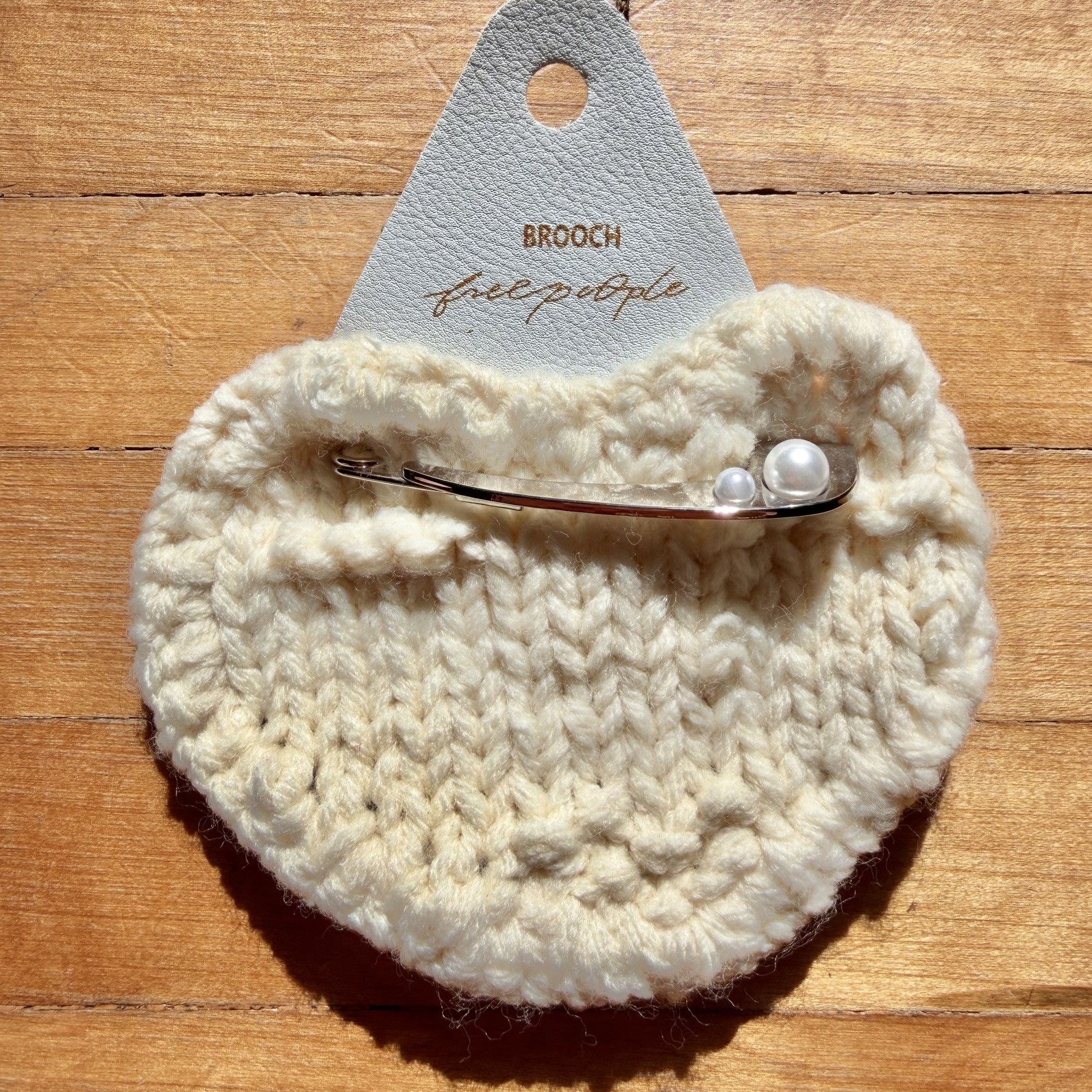 FREE PEOPLE Knitted Heart Vintage Inspired BROOCH NWT Pearl Adorned Pin New