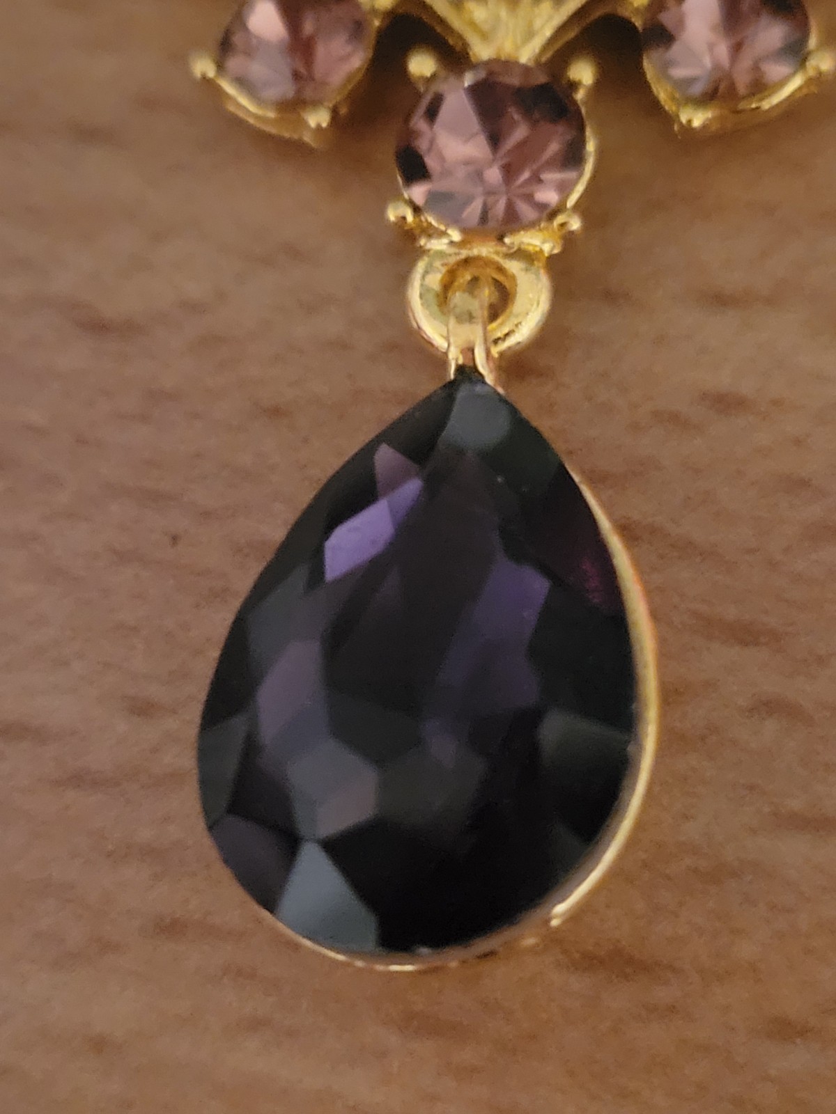 Stunning Purple Big 4″ Rhinestone Flower Teardrop Brooch All Occasion Pin P220-6