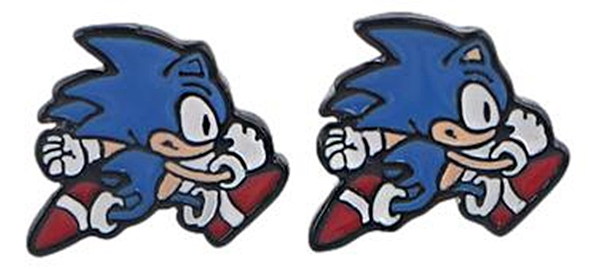 Sonic the Hedgehog Running Pose Metal Enamel Stud Earrings