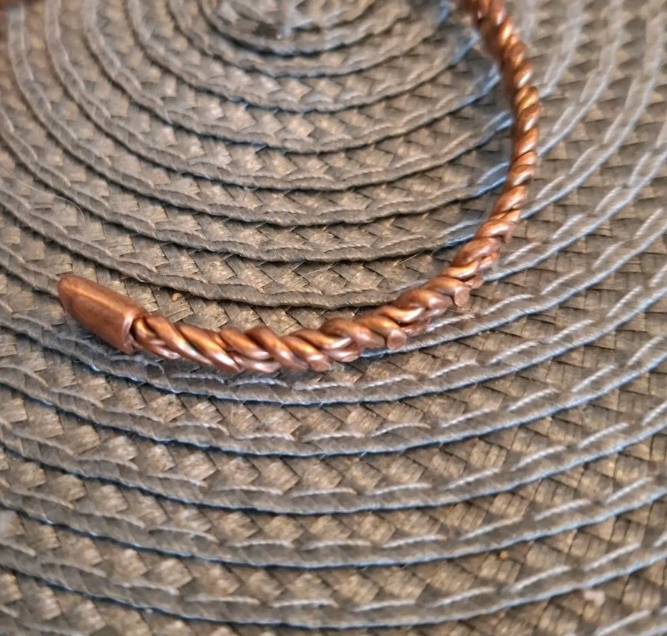 100% Copper Bracelet Handmade Rustic Braided Adjustable. Made In The USA