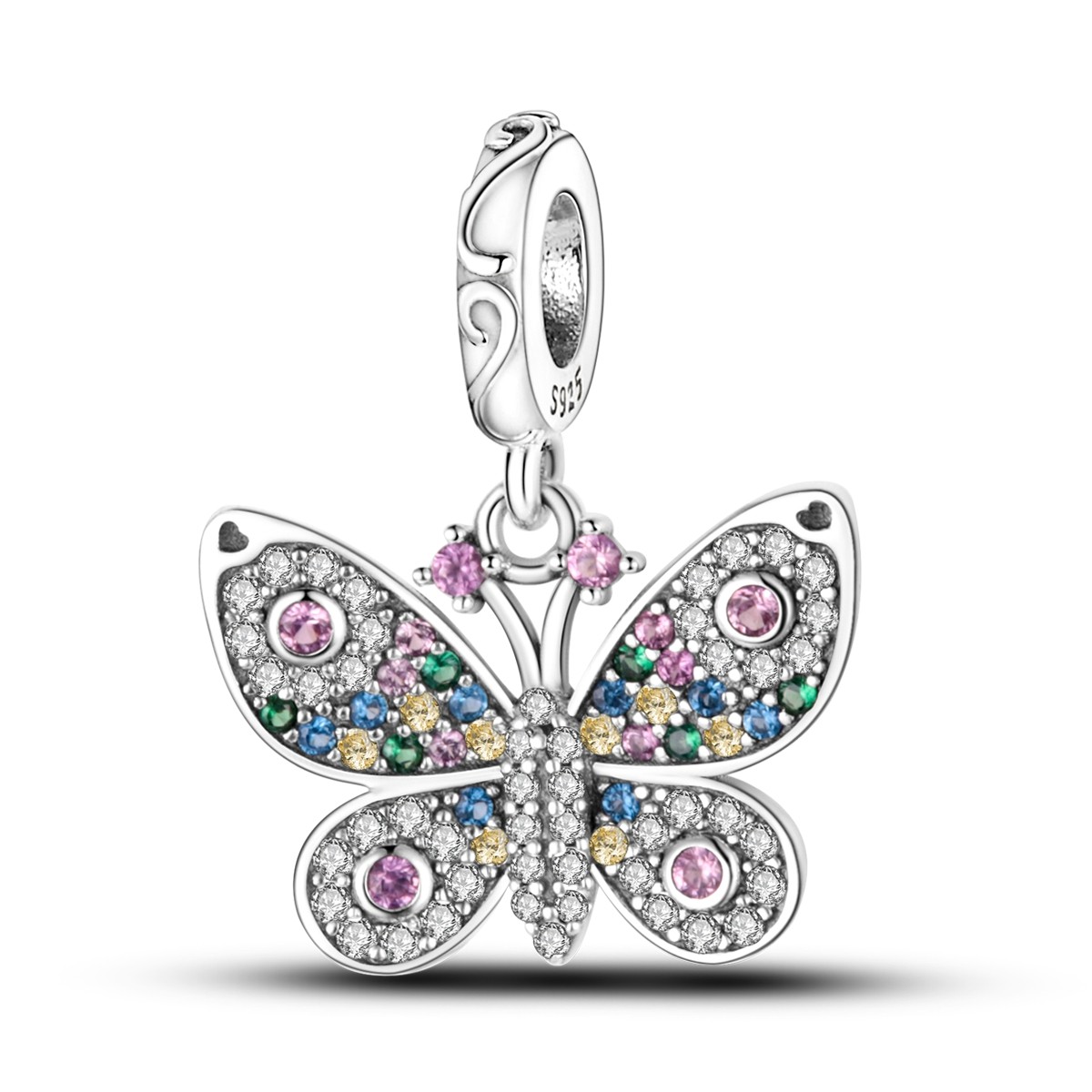 MULA Original 925 Sterling Silver CZ Bird & Butterfly Charm for Women’s Bracelet