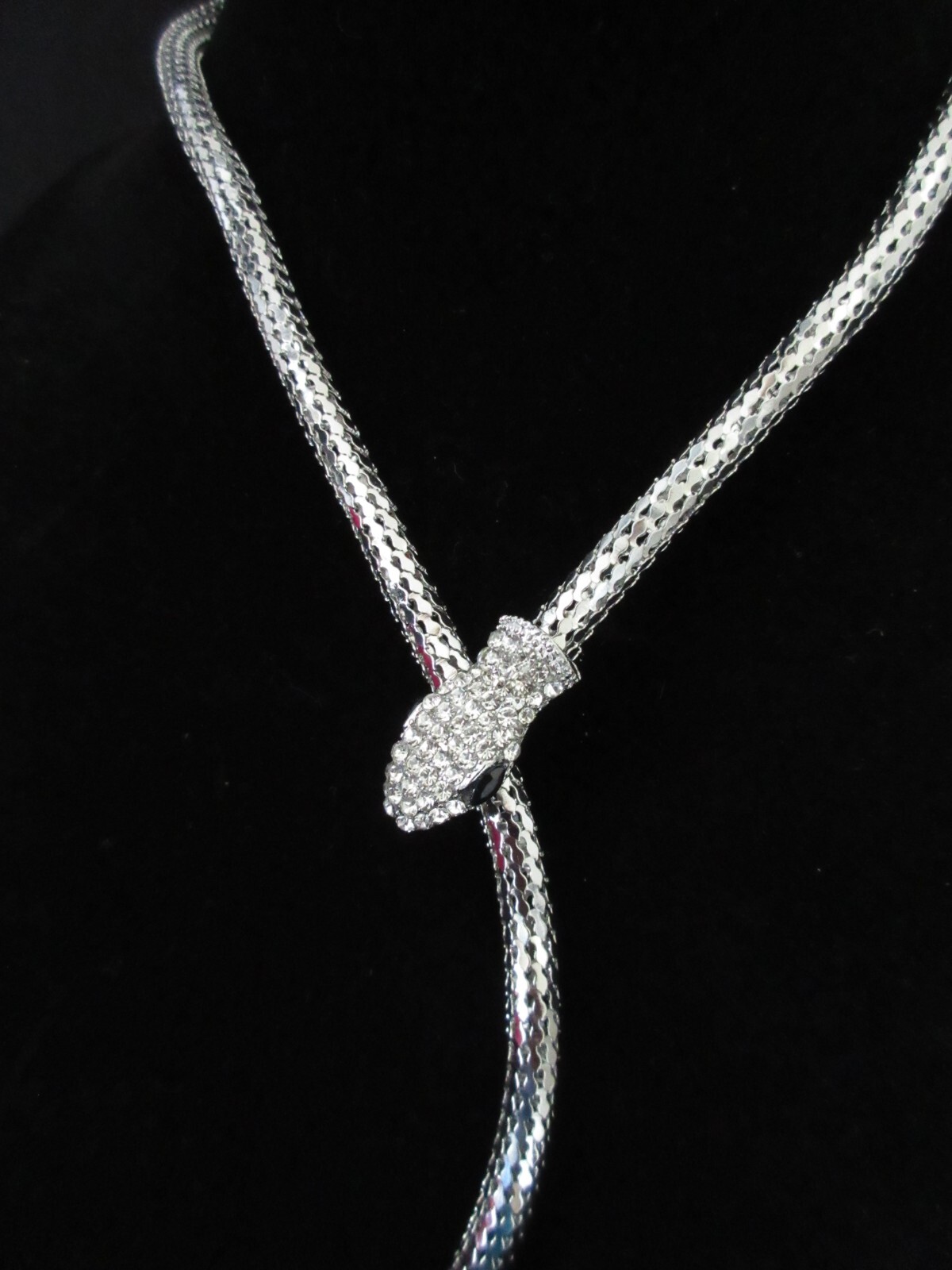 Snake Necklace Rhinestone Wrap Mesh Choker Silver Gold Serpent Hair Body Chain