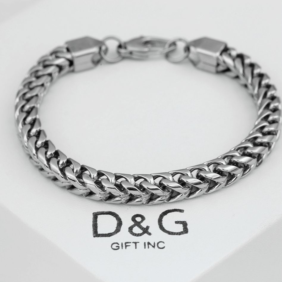 DG Men’s 8.5″ Stainless Steel 6mm Franco Chain Classic Bracelet High Polish BOX