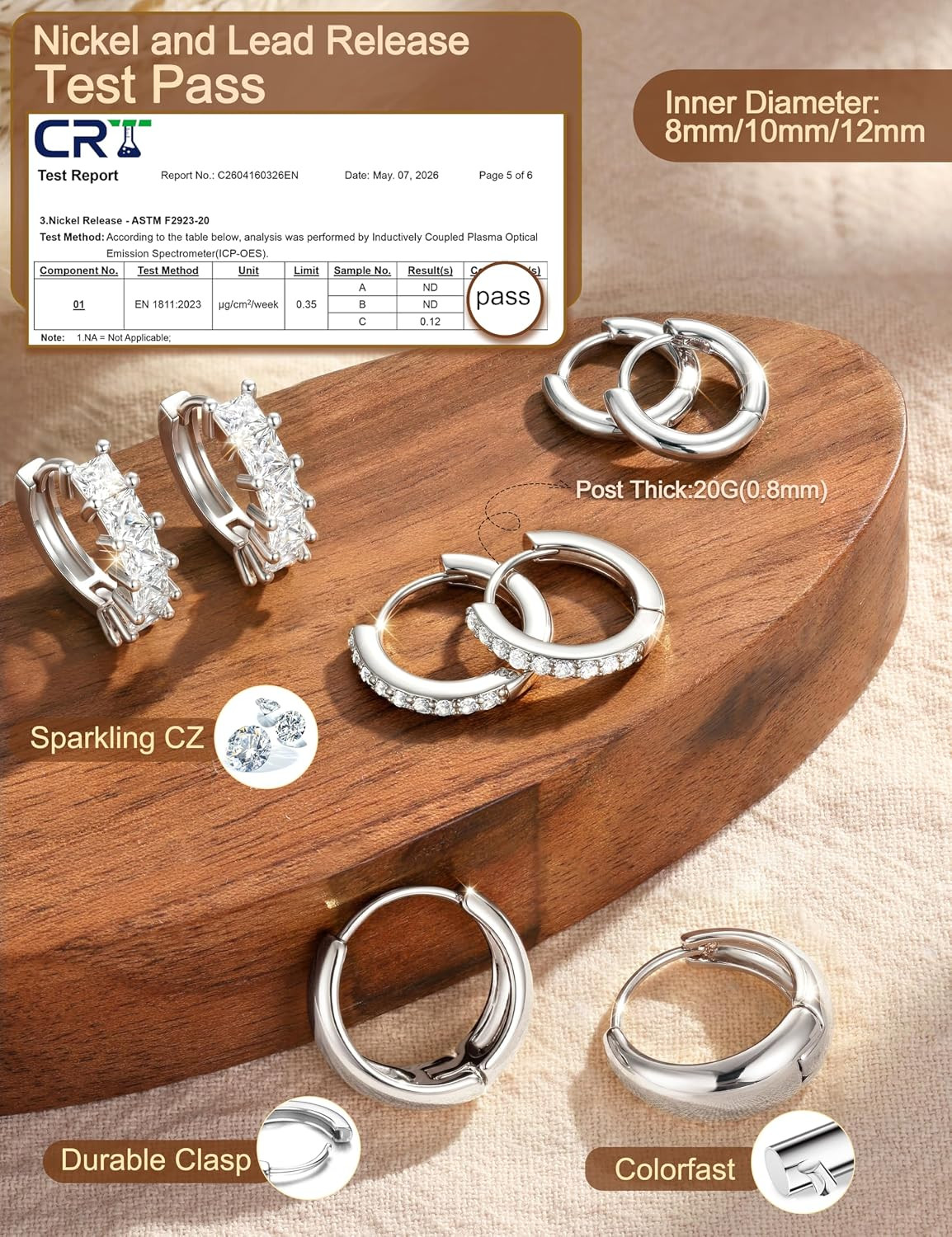 14K Gold Plated Chunky Hoop Earrings for Women Hypoallergenic – 4 Pairs Non Tarn