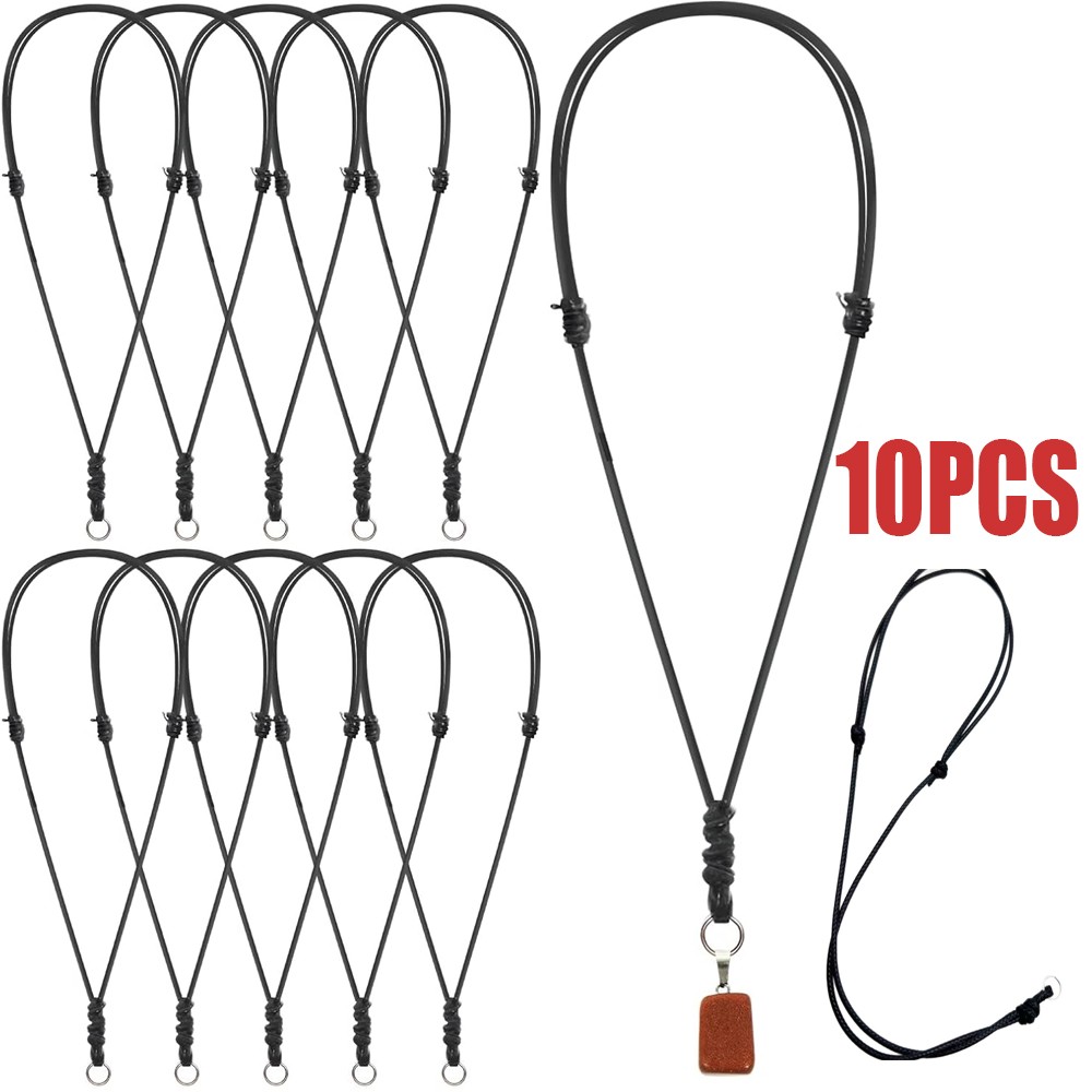 10PCS Necklace String Necklace Cord Black Adjustable Leather Rope Necklaces for
