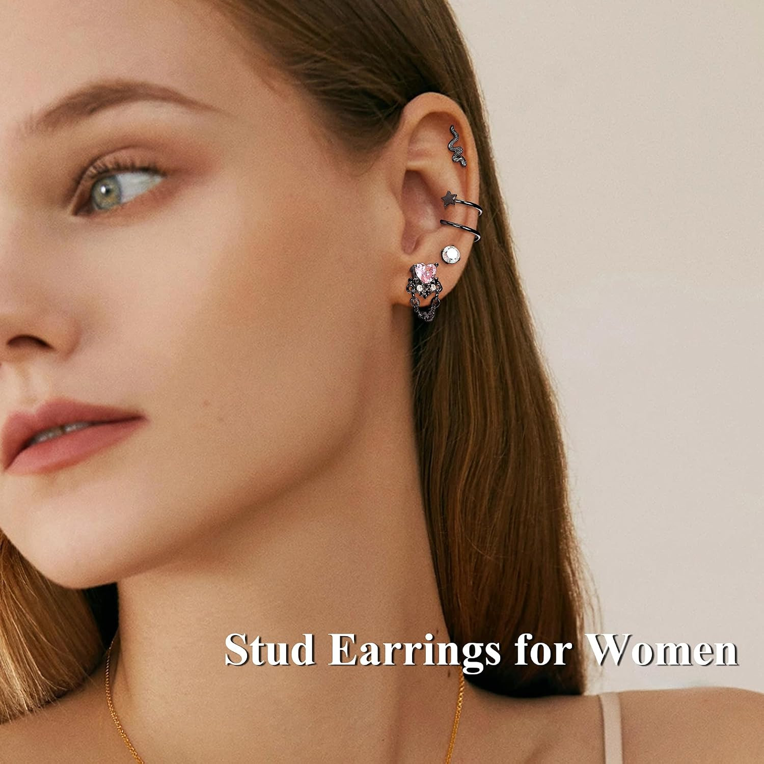 18PCS Cartilage Earring Stud for Women Surgical Steel Flat Back Earrings Couch H