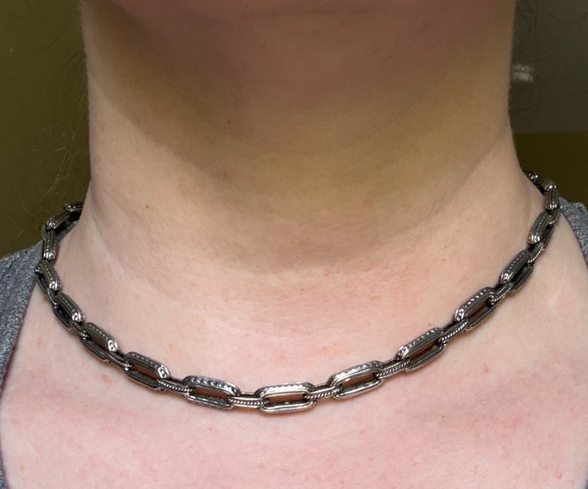 Konstantino Engraved Chain Necklace Toggle Closure 17″ Sterling Silver 38 grams!