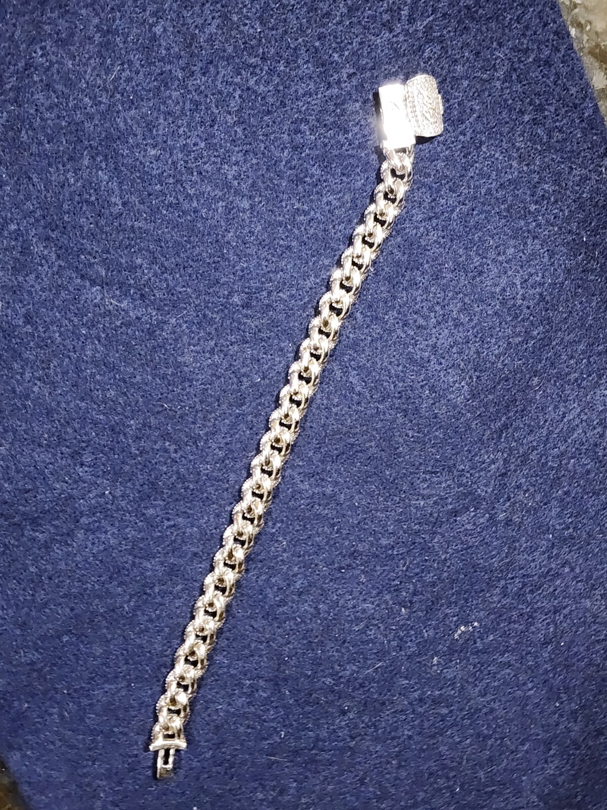 GLD Shop Cuban Chain Bracelet 14K White Gold Plated CZ Stones 9.5 mm x 7.25″