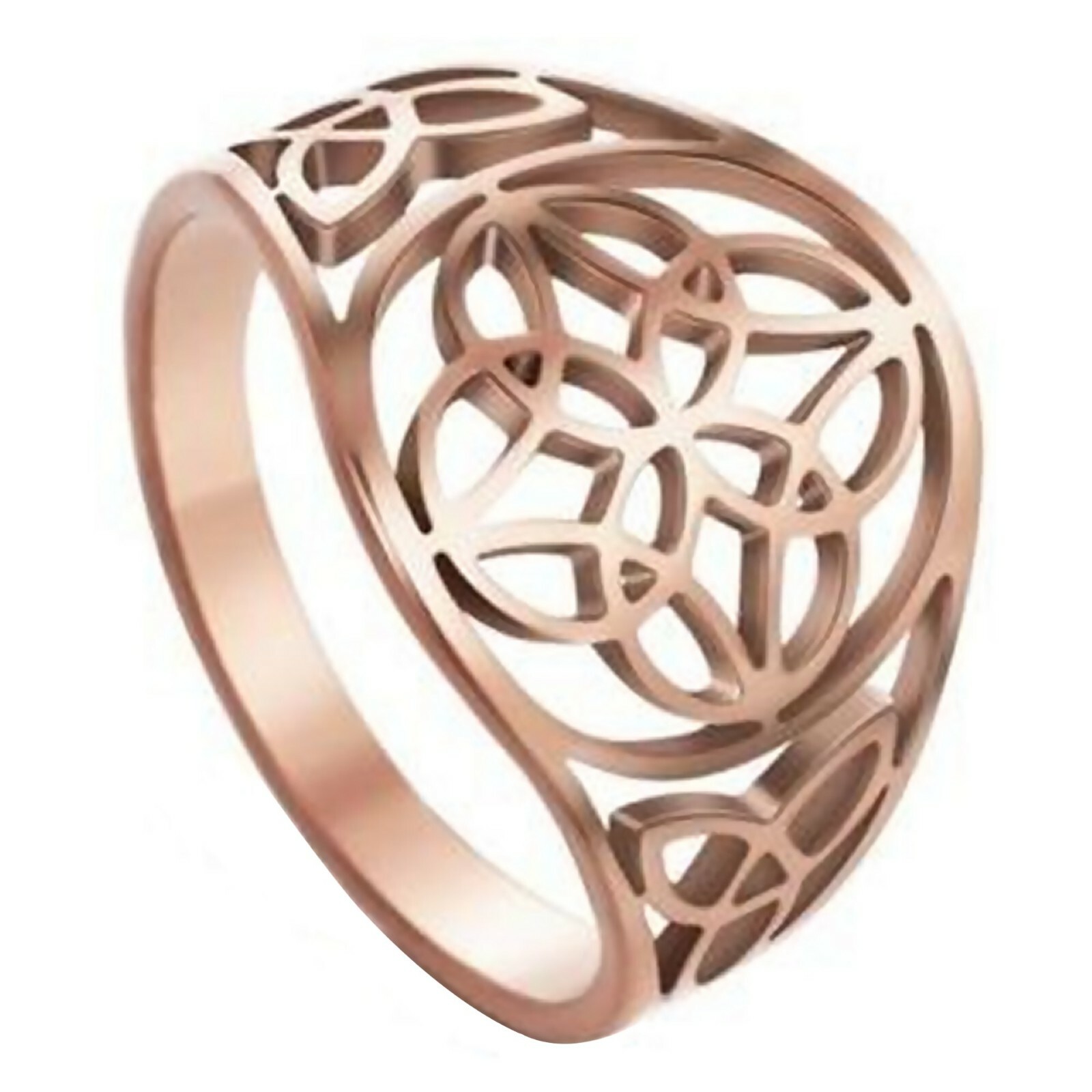Rose Gold Celtic Circle Knot Ring Stainless Steel Trinity Star Band Sizes 6.5-10