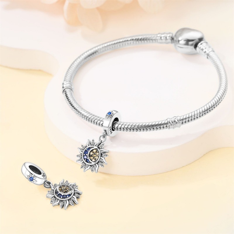 KUNSIR Sterling Silver Star & Moon Charm For Bracelet or Necklace Pendant Charm