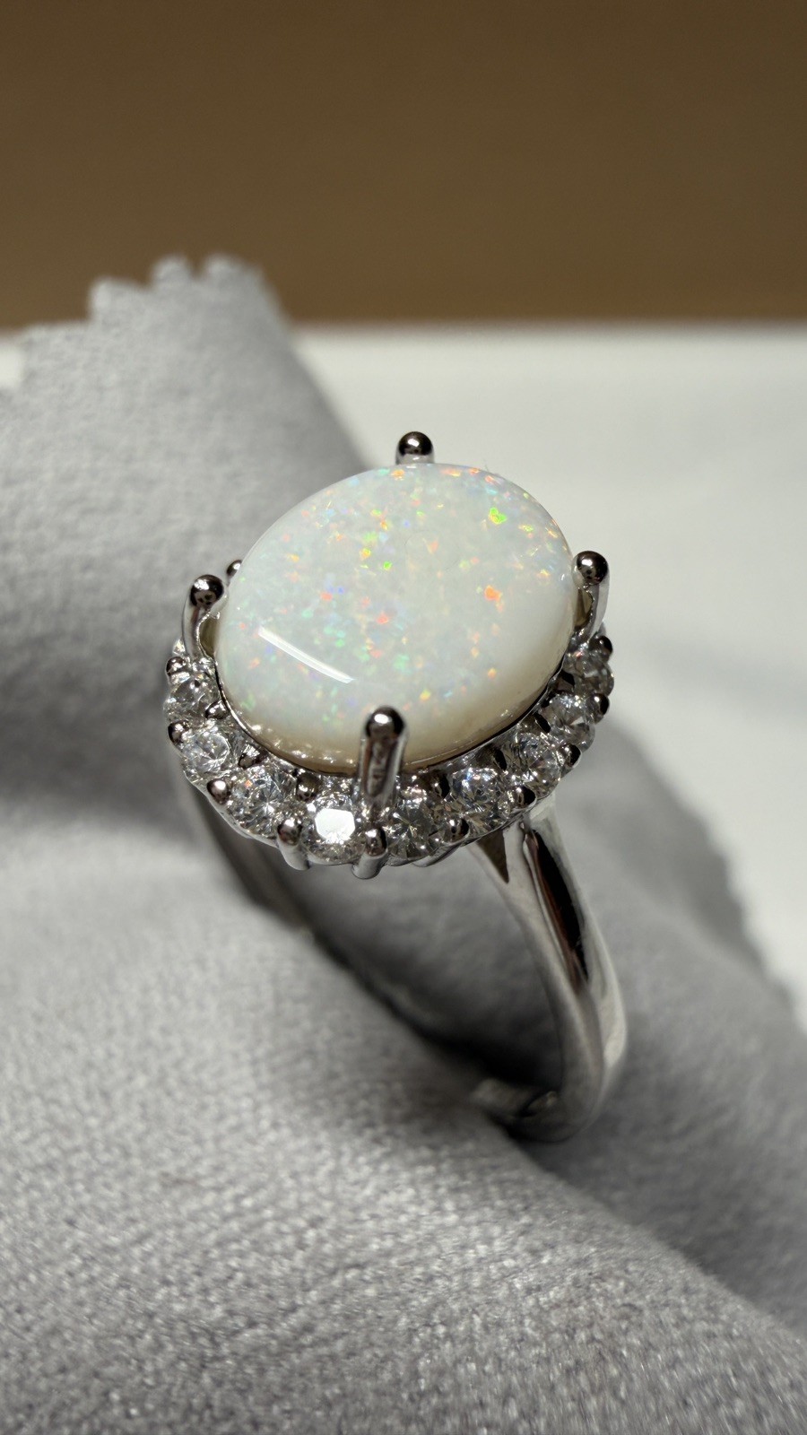 Solid Opal Ring Natural Australian Silver Multicolor Pinfire All Occasion #0161