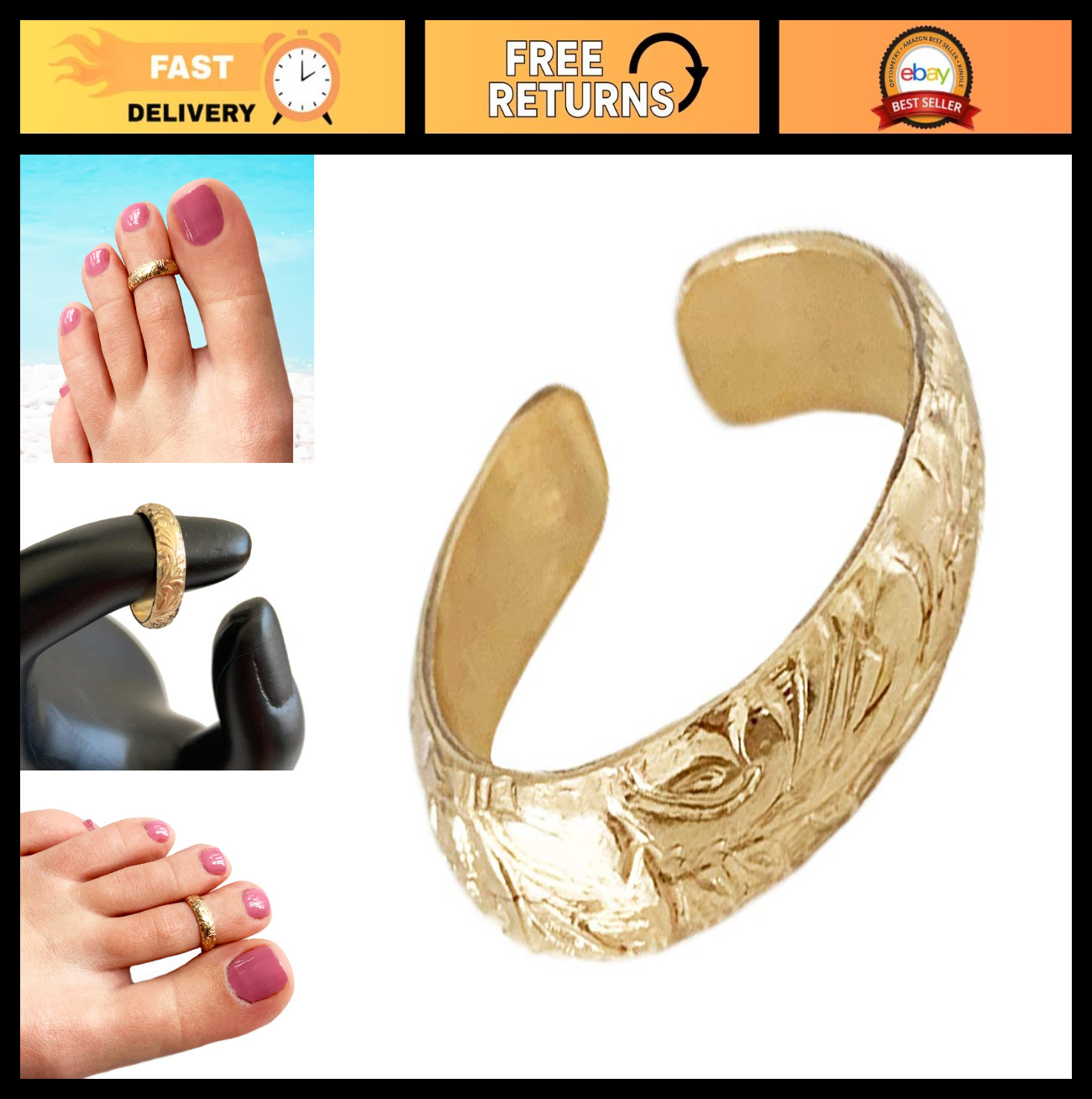 Adjustable 14K Gold Filled or Sterling Silver Toe Ring | Unique Women’s Foot Jew