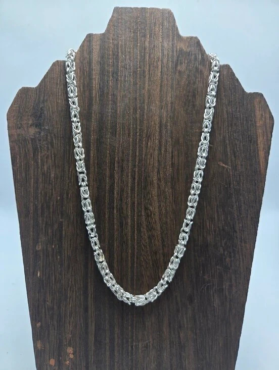 90’s Byzantine Necklace Link Single Strand Sterling Clasp Costume Fashion VTG