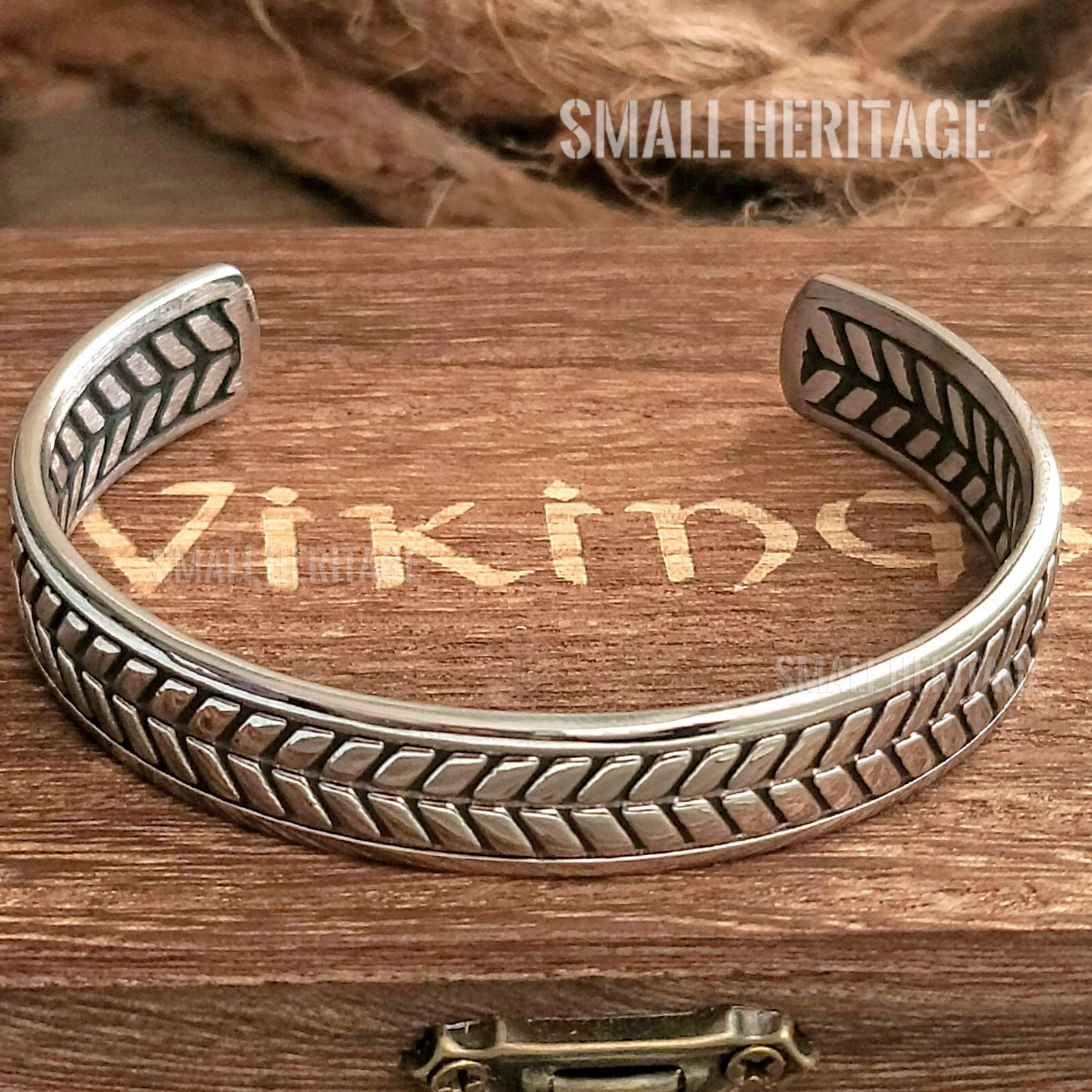 Twisted Bracelet Stainless Steel Open Cuff Wheat Style Viking Bangle Adjustable