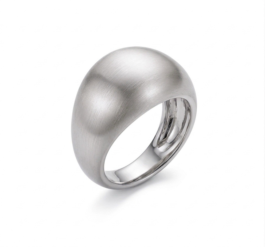 Limited Edition French Dome Ring – Brushed Silver Platinum Plated