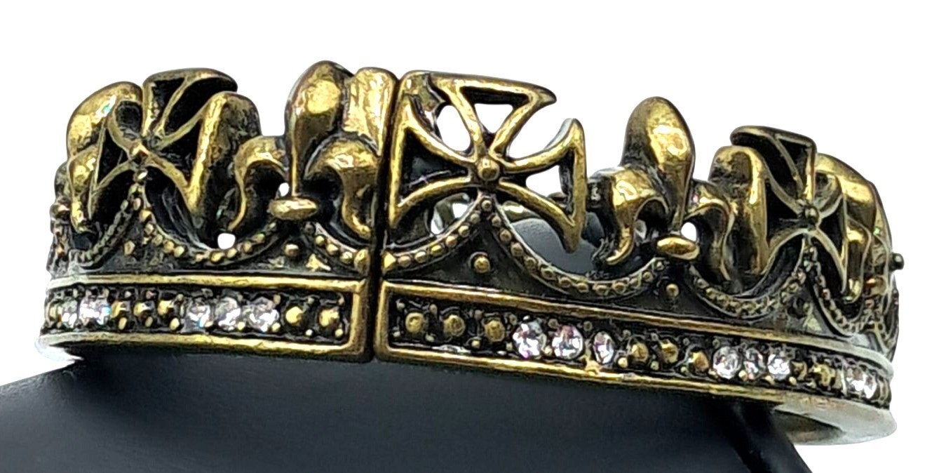 Rock & Republic Crown Bracelet with Clear Crystals Clamper Cuff Jewelry