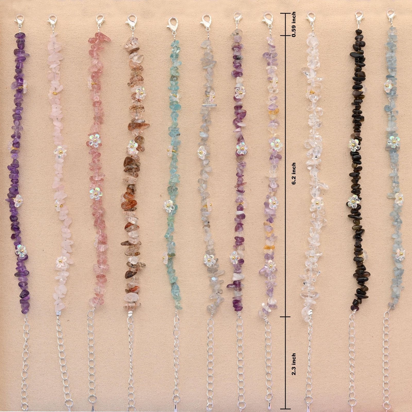 Natural Chip Gemstone Bead with Flower Bracelet