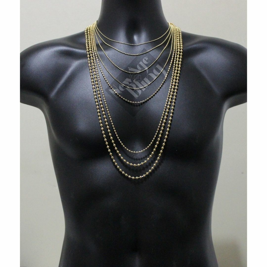 StainlessSteel Ball Chain 16″-34″ DogTag Bead Gold Plated Necklace 1.5/2/3/4.5mm