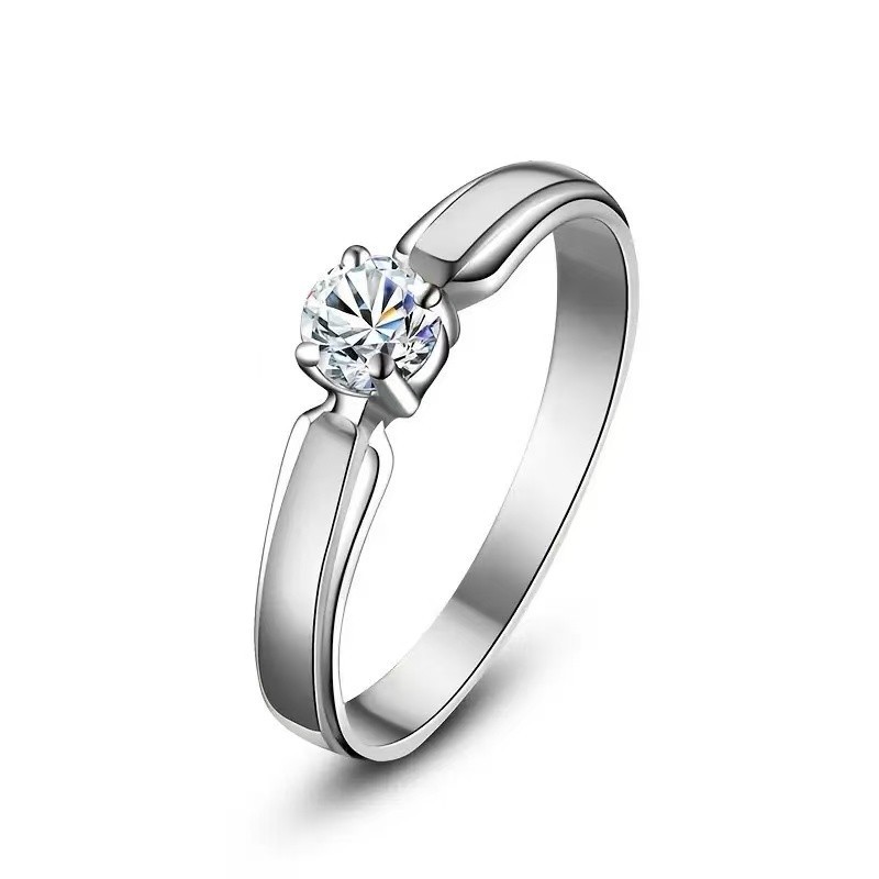 2 Colors Classic Fashion Woman 18k Gold Plated CZ Band Ring Wedding Engagement