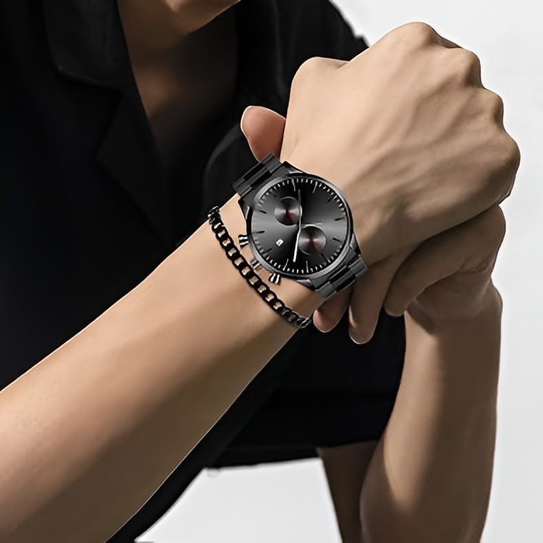 4 Piece Men’s Jewelry Set Watch, Necklace, Ring, Bracelet