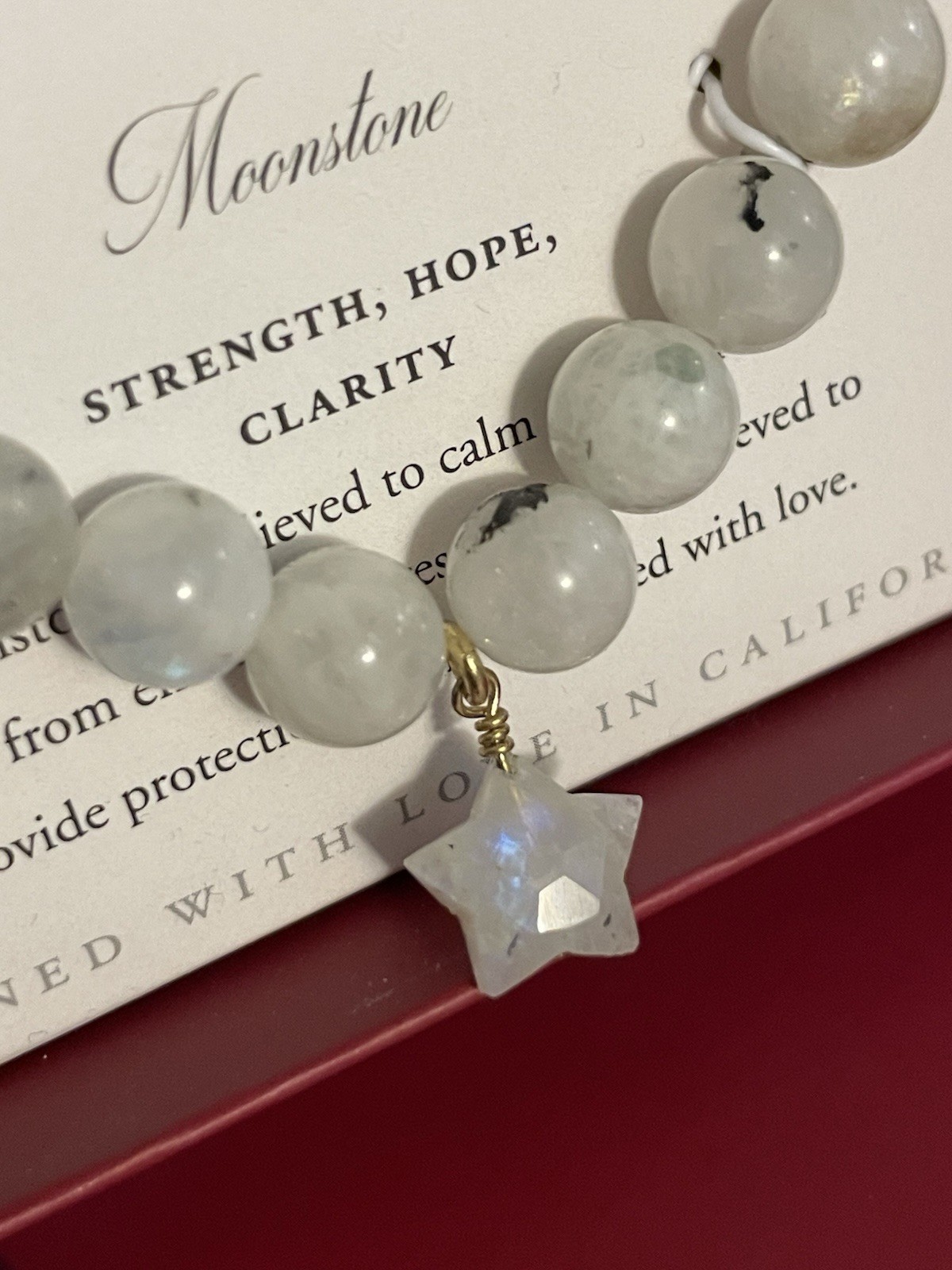 Luna Norte Stretch Moonstone 14KT Gold-Plated Brass Bracelet W/Charm New