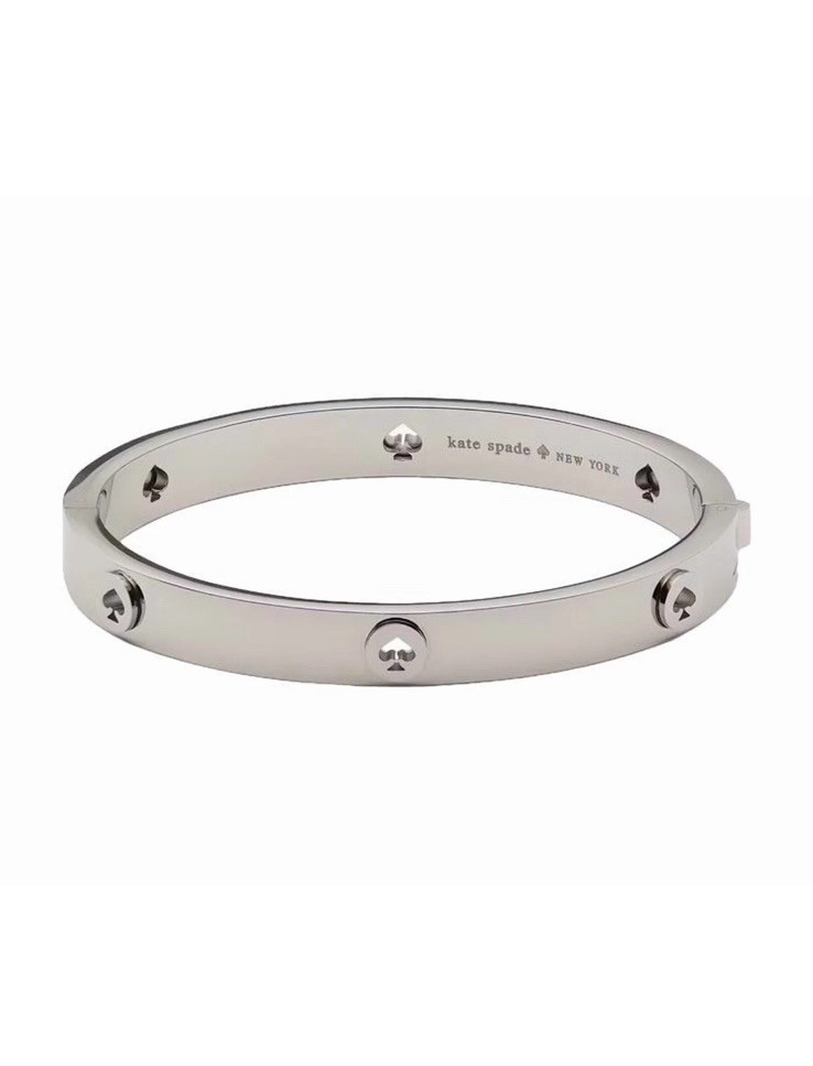 Authentic Kate Spade Spot the Spade Studded Hinge Bangle KE759 Silver,see Pics