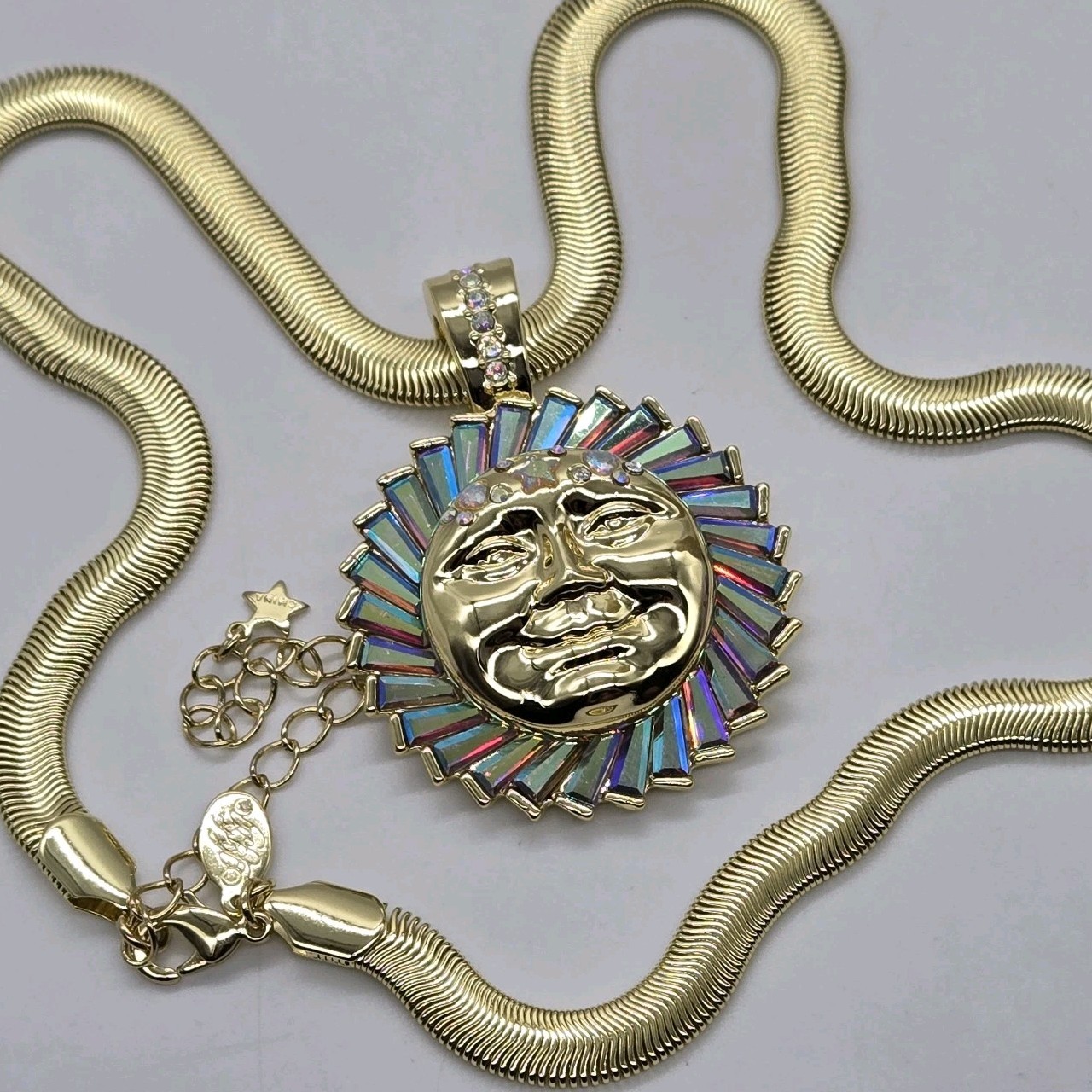 Kirks Folly Luna Light & Love Metallic Moon Foldover Pendant and Necklace 2pc GT