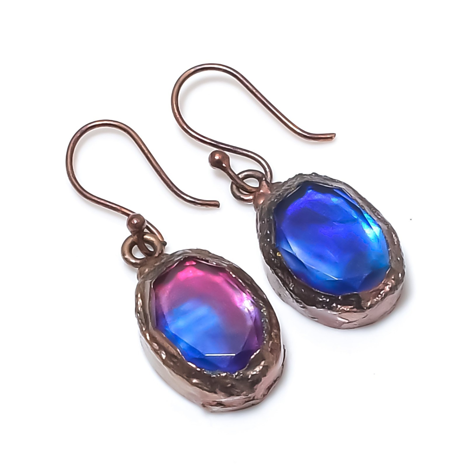 Ammolite Handmade Gemstones Copper Electroplated Beautiful Earrings Jewelry