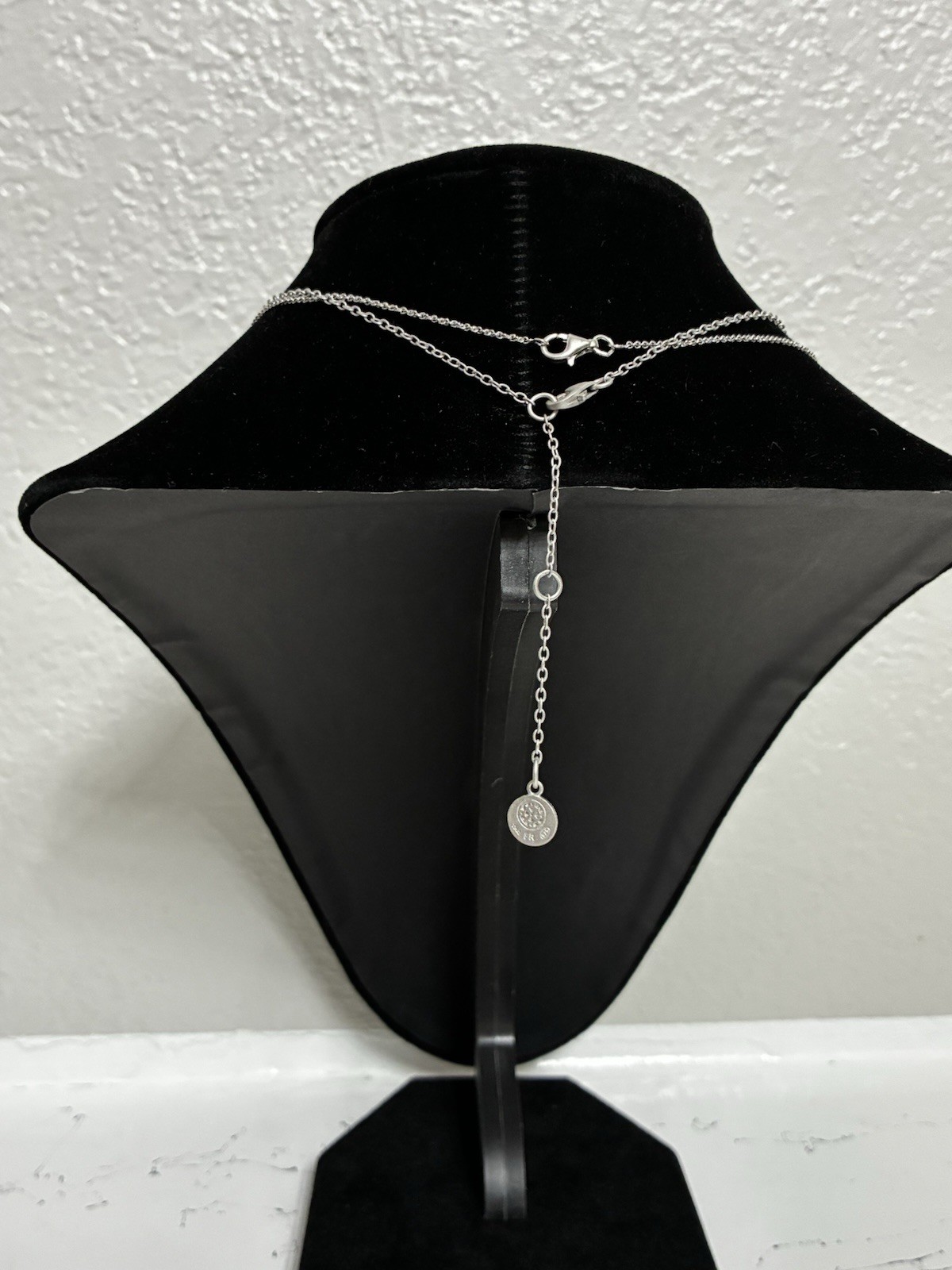 FREIDA ROTHMAN Silver Tone Cable Chain GEM PENDANT NECKLACE 2 stacked necklaces