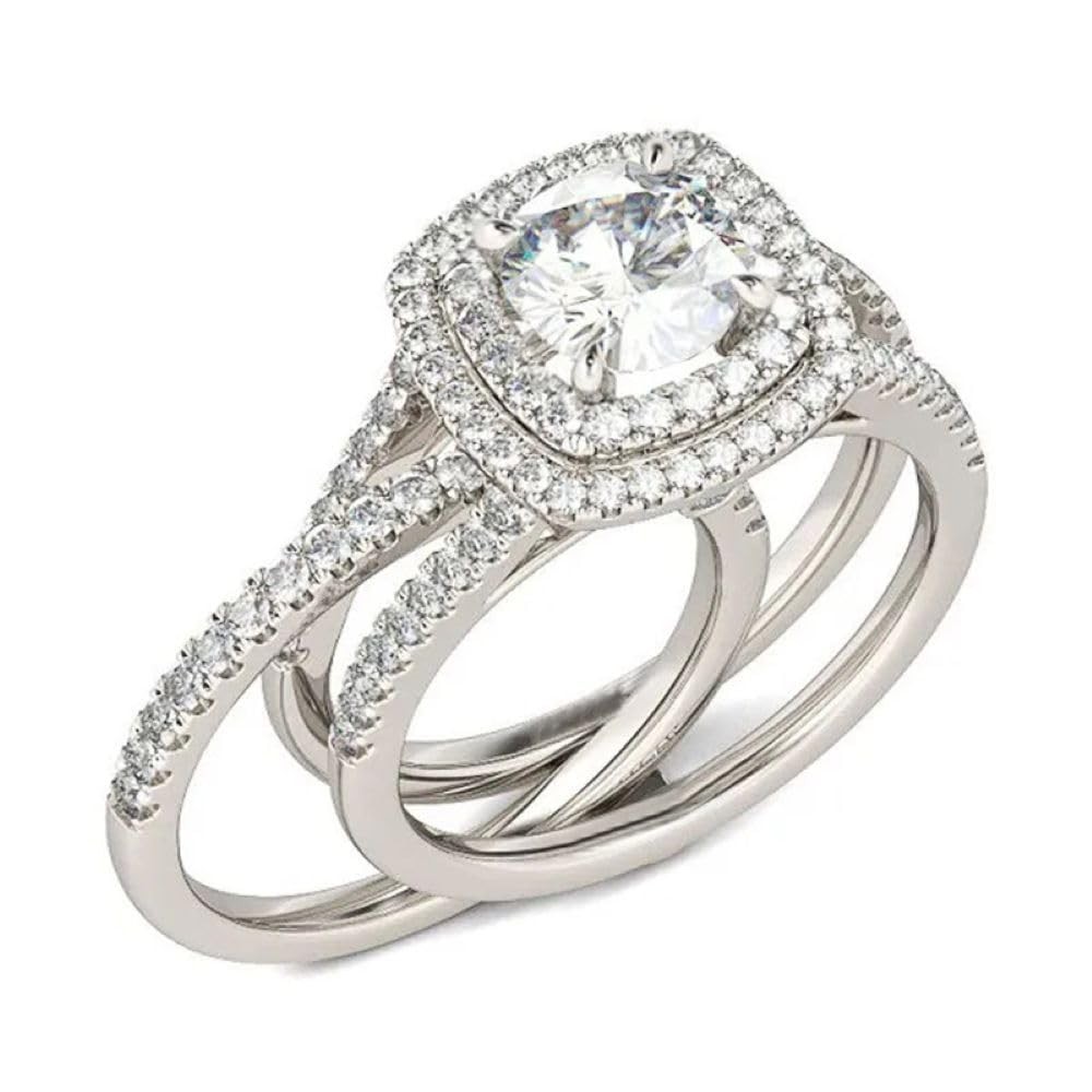 925 Sterling Silver Fashion Ring Set Engagement Anniversary Promise Ring Brid…
