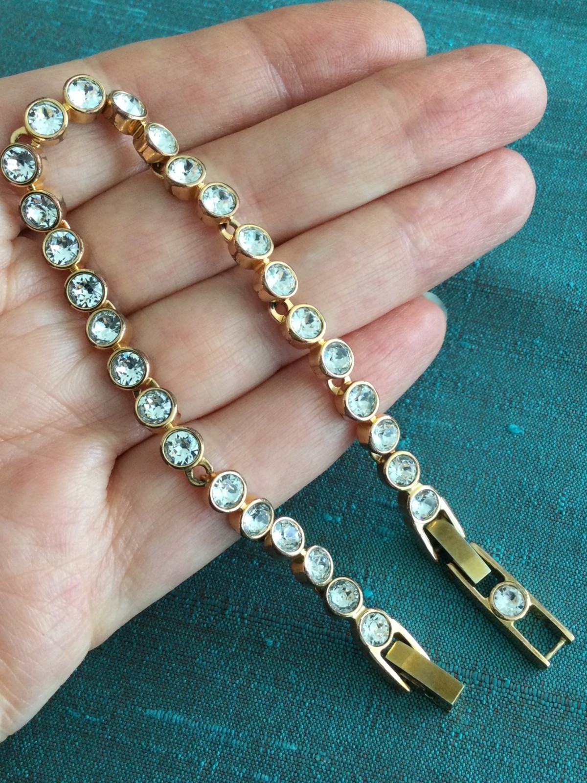 Genuine Signed Swarovski Vintage Gold Tennis Bracelet PLEASE READ DESCRIPTION
