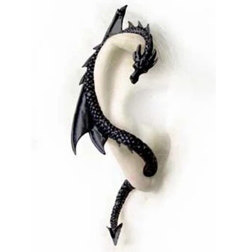 Black Dragon Ear Stud Cuff Wrap Earring – Fashion Gothic Punk Wind – New