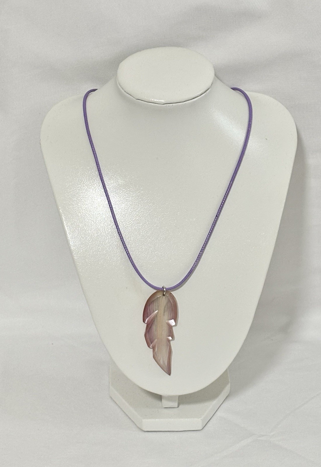 Handmade Purple Leaf Pendant Corded Necklace – 19.7” – New Without Tags