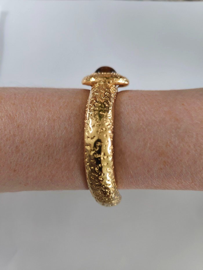 Hammered 18K Gold Plated Cuff Bracelet 8 Other Reasons Statement Chunky