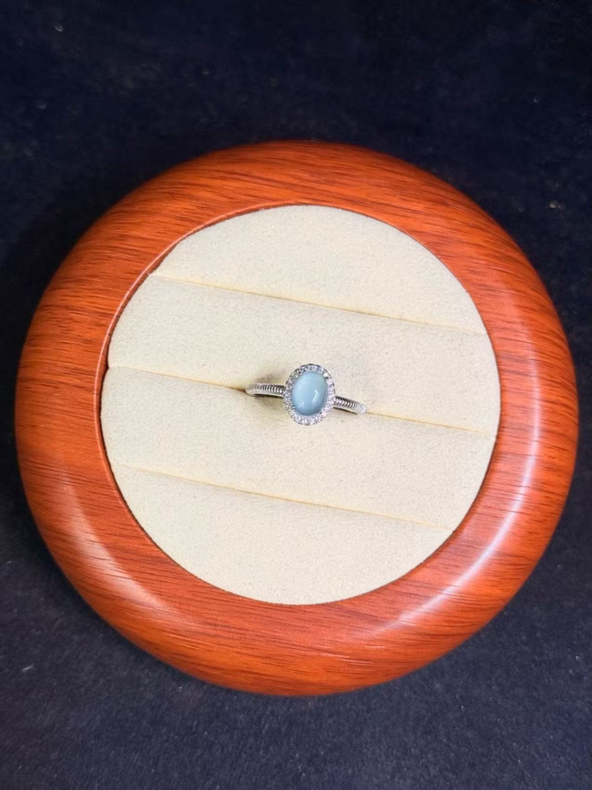 Beautiful 100% Natural sky blue jadeite ring