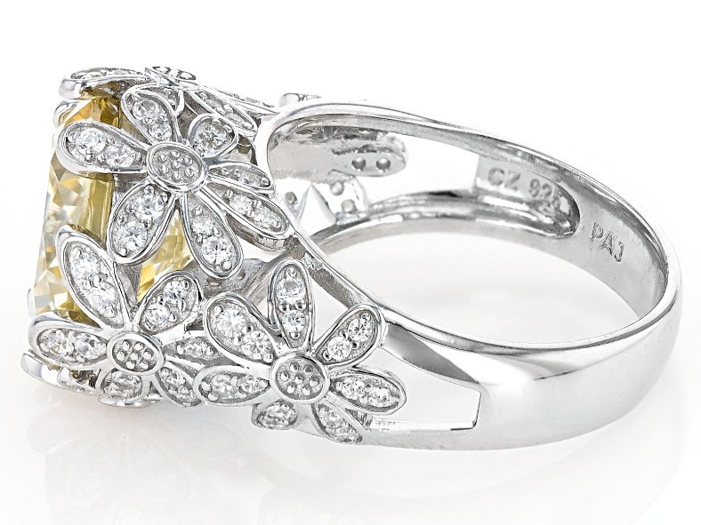 BJB174 Bella Luce Canary Yellow Rhodium Plated Flower Motif Ring 10.03ctw. Sz.10