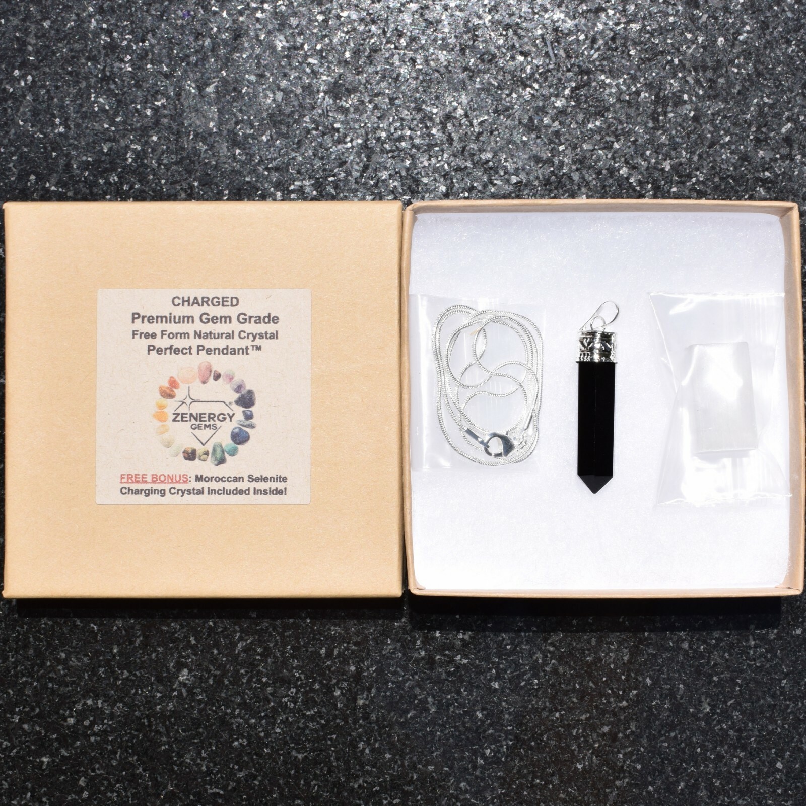 CHARGED Himalayan Black Obsidian Point Pendant + 20″ Stainless Steel Chain